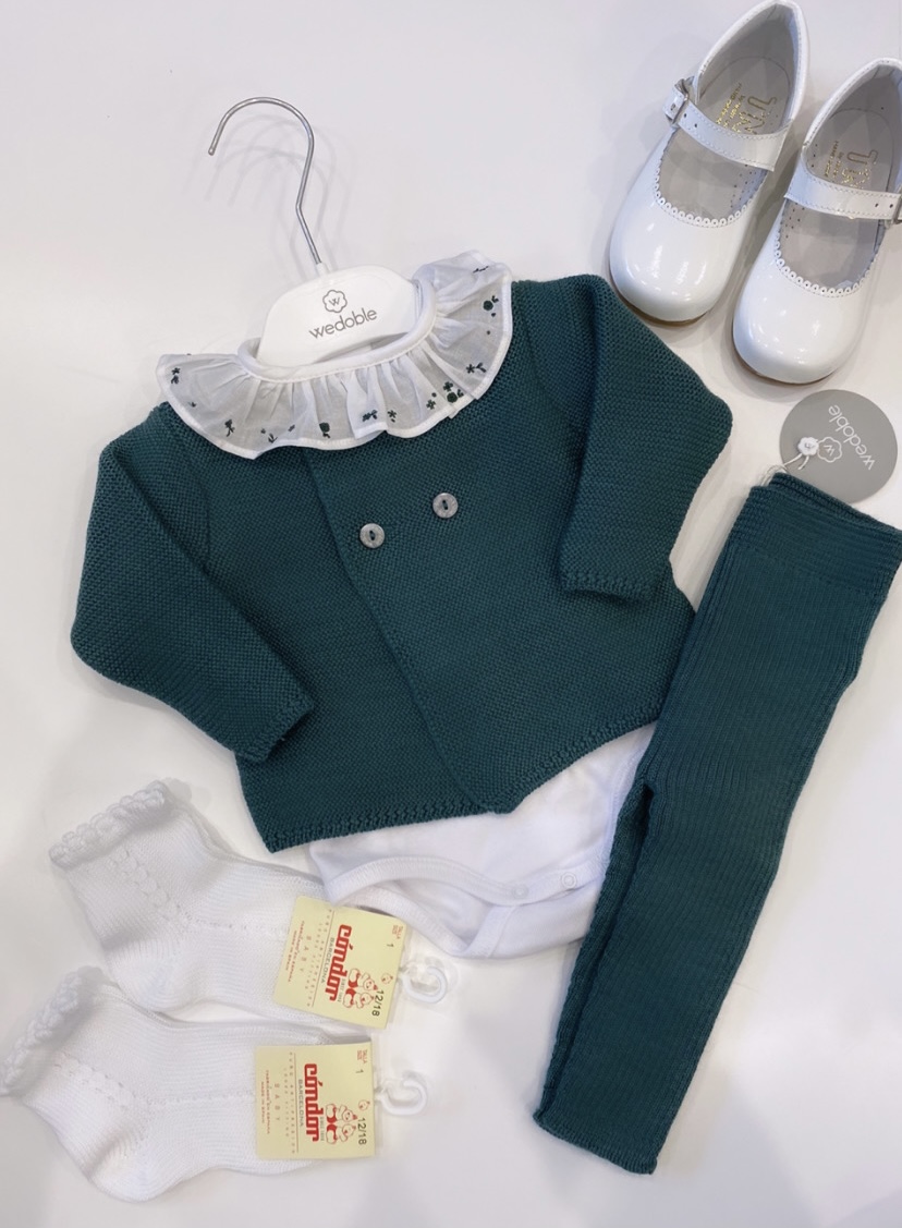 Wedoble Teal Green 3 Piece Set - Blouse/Trouser & Cardigan