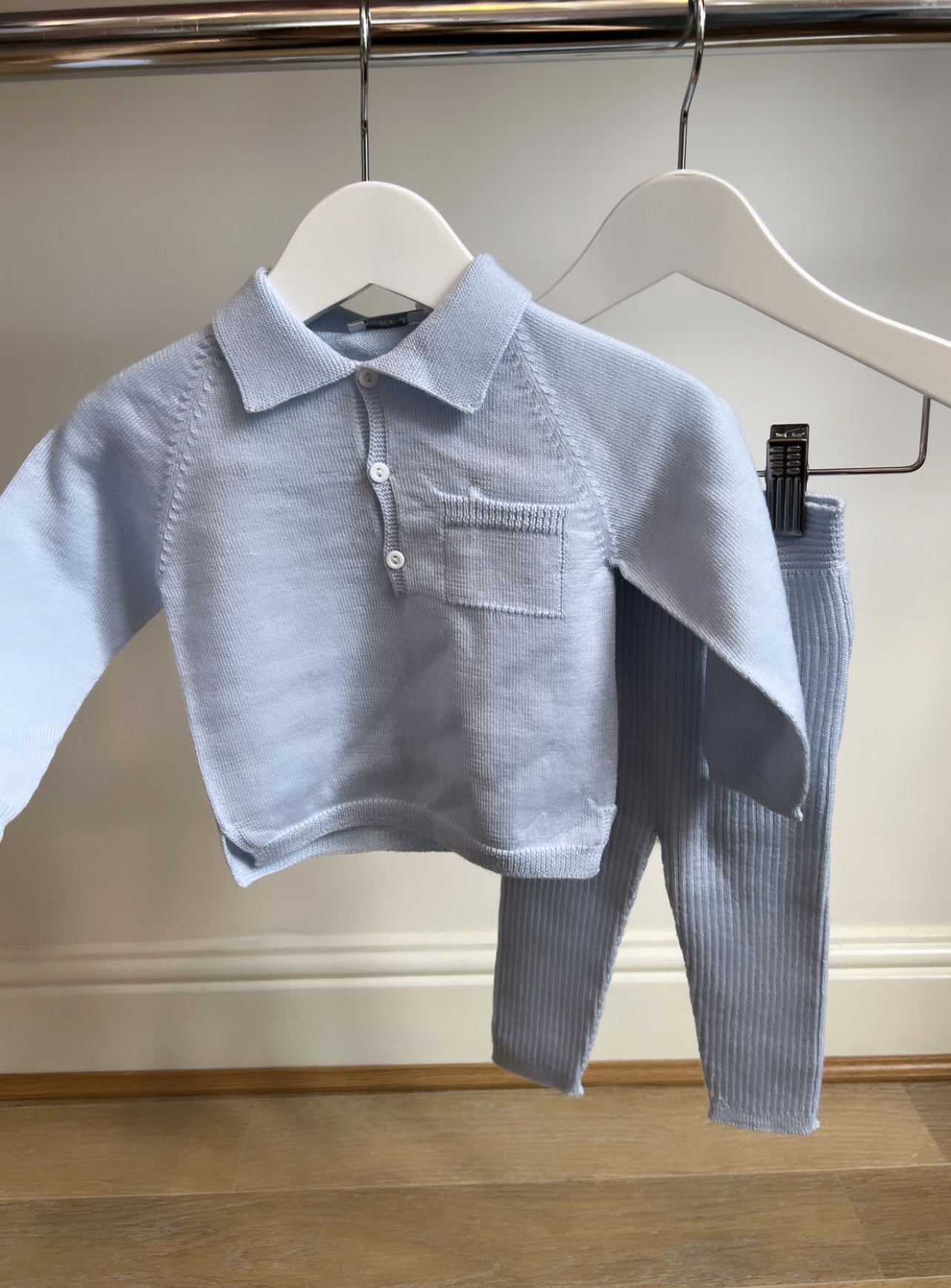 Wedoble Baby Blue Polo Set - Fine Knit