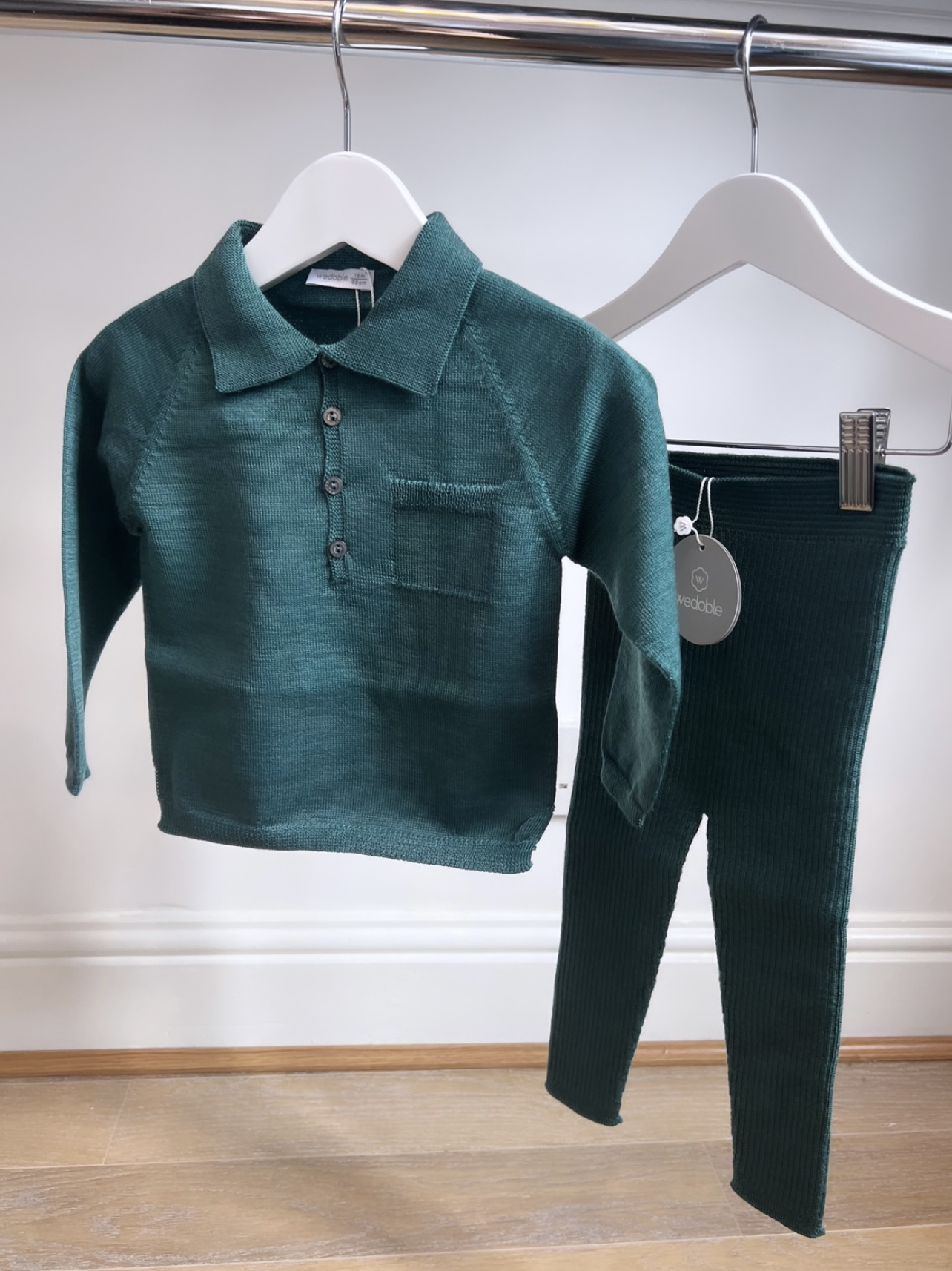Wedoble Teal Green Polo Set - Fine Knit
