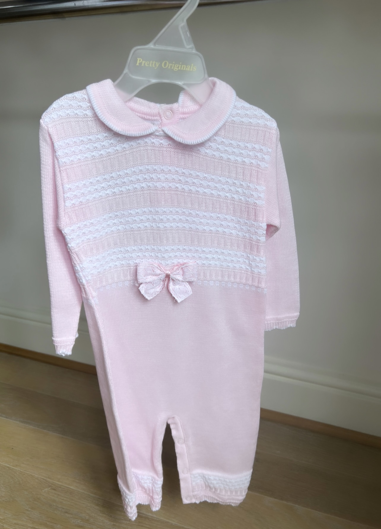 Pretty Originals AW21 Pink Knit Footless Babygrow
