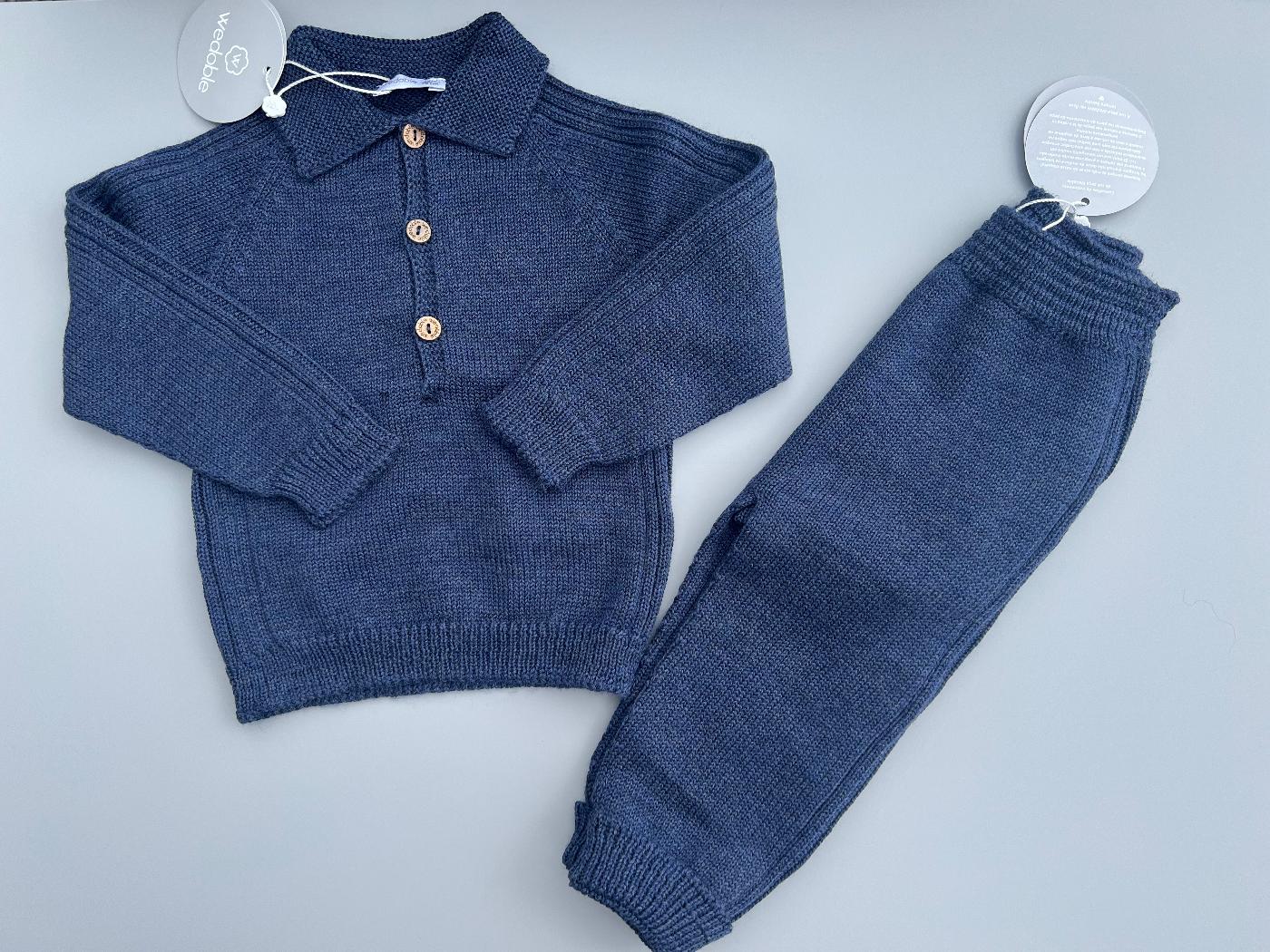 Wedoble Navy Knitted Polo Sweater & Trouser