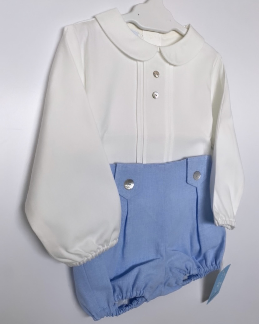 Granlei White Shirt / Blue Romper
