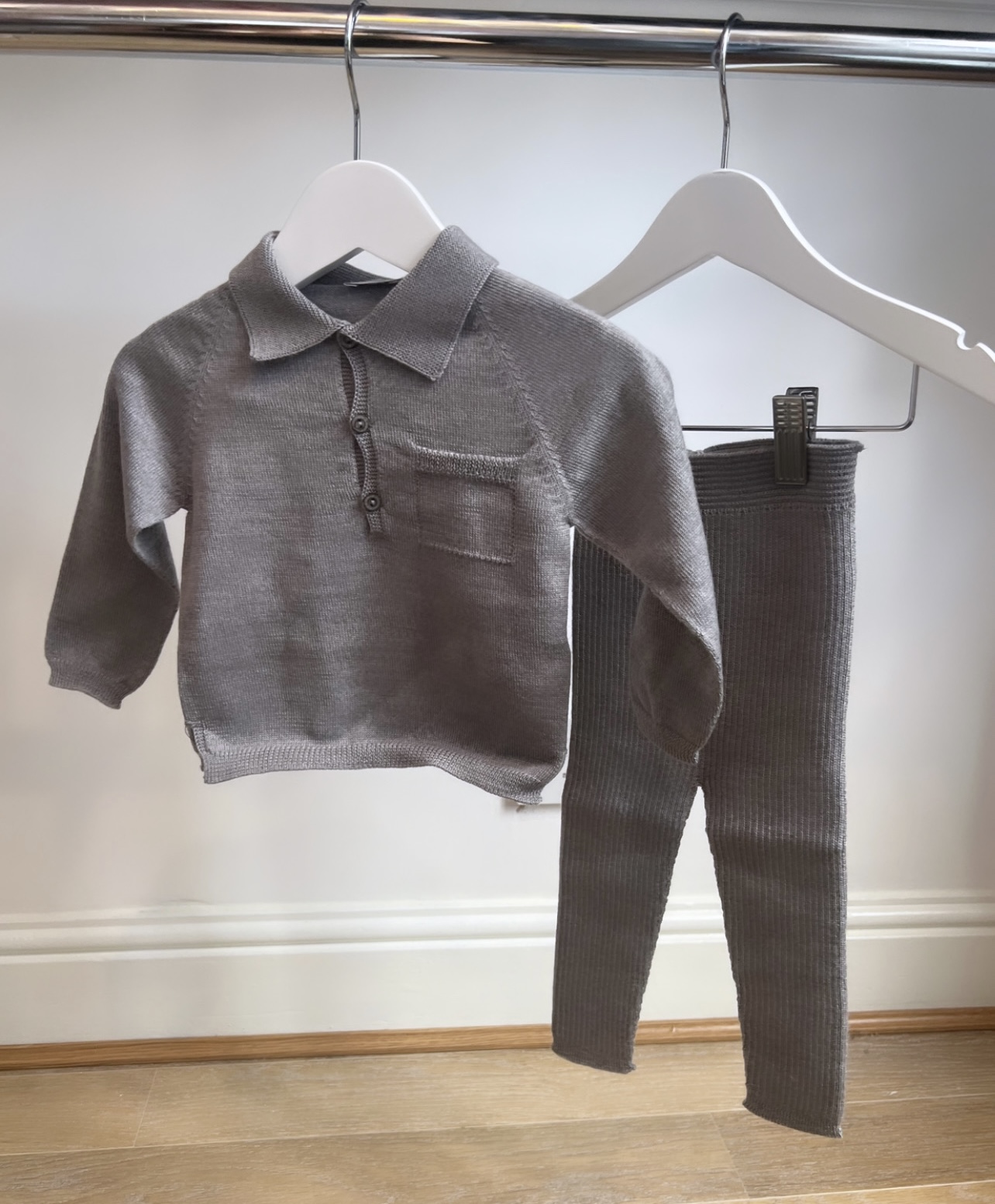Wedoble Grey Polo Set - Fine Knit