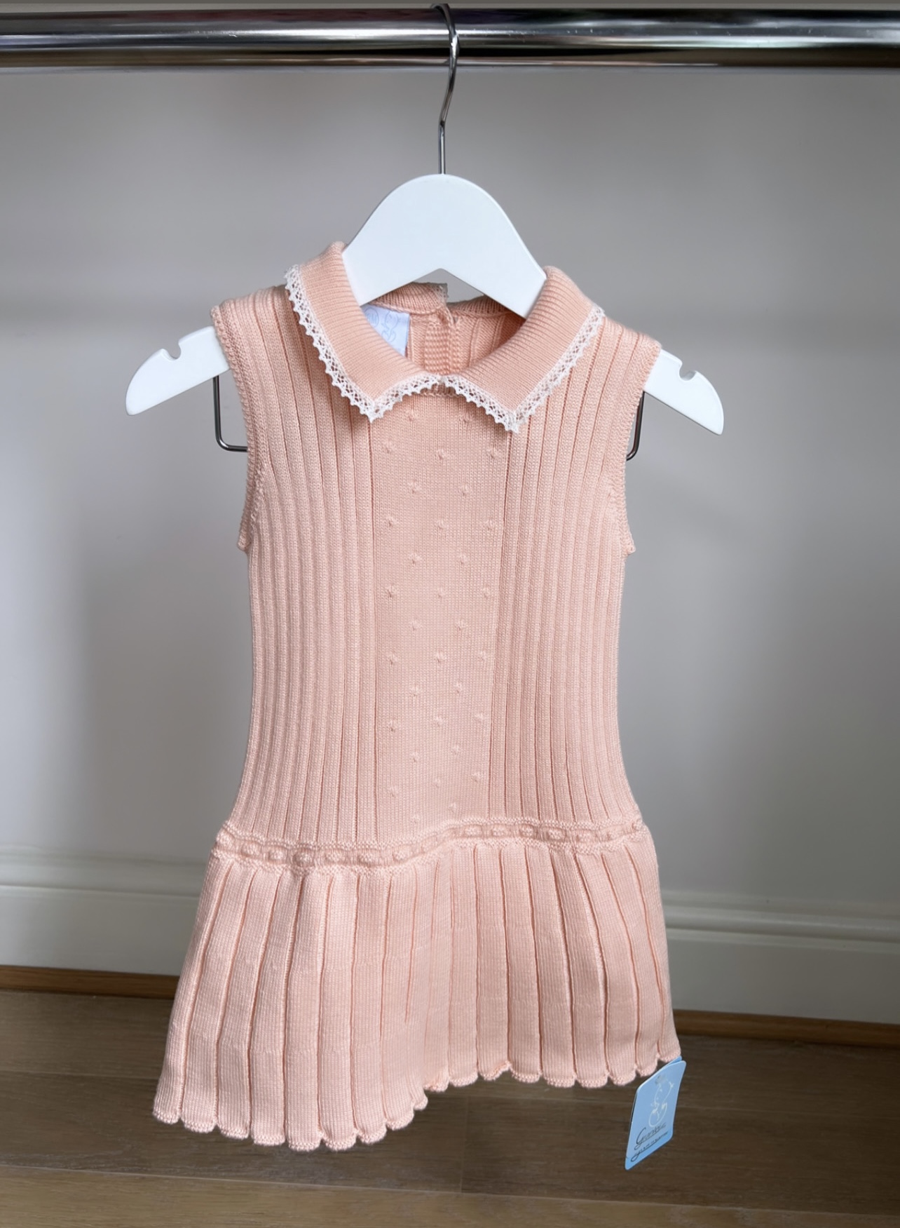 Granlei Peach Collared Dress with Lace Trim