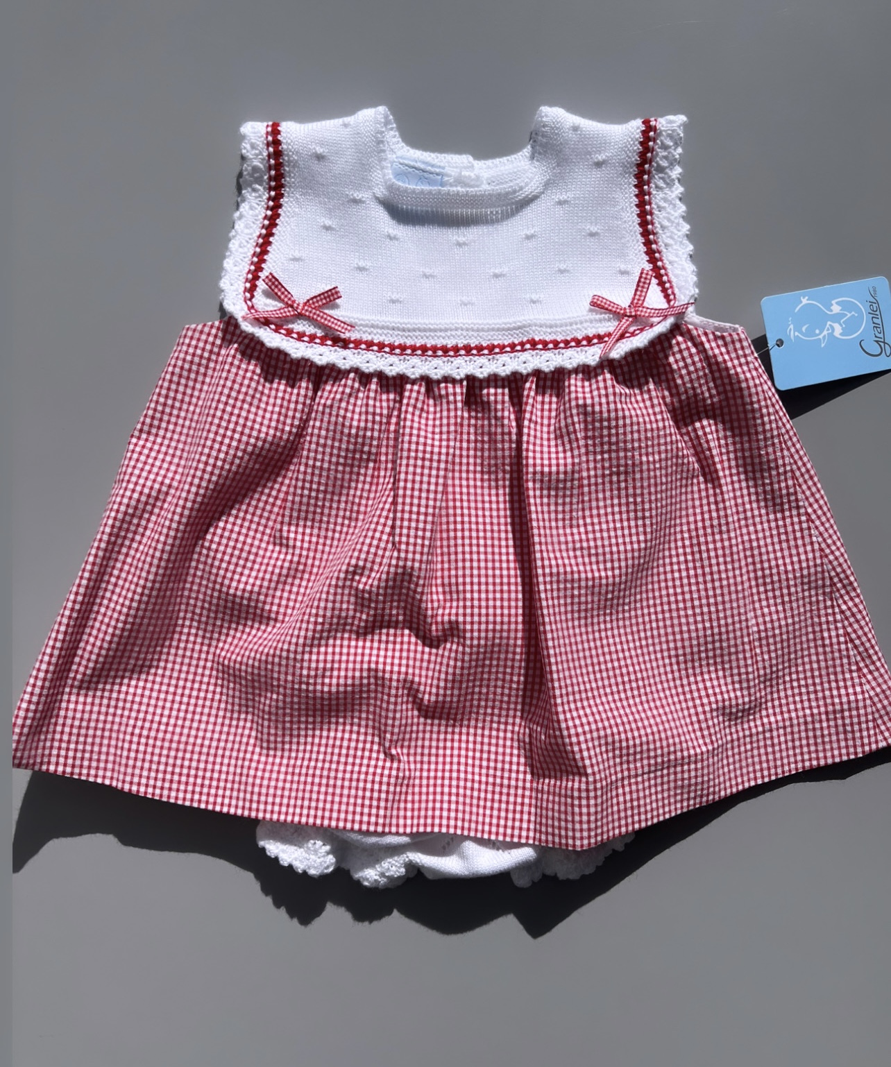 Granlei Girls Red Gingham Dress with White Knickers