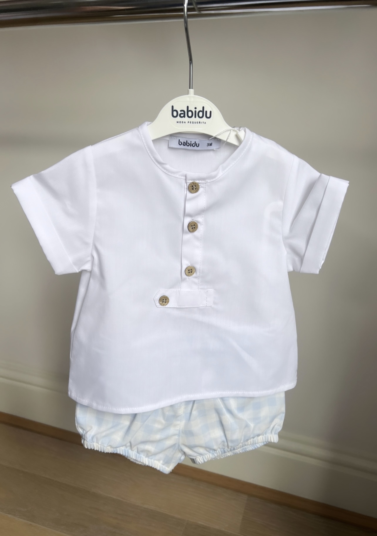 Babidu Baby Boy Blue Gingham Shirt & Bloomers