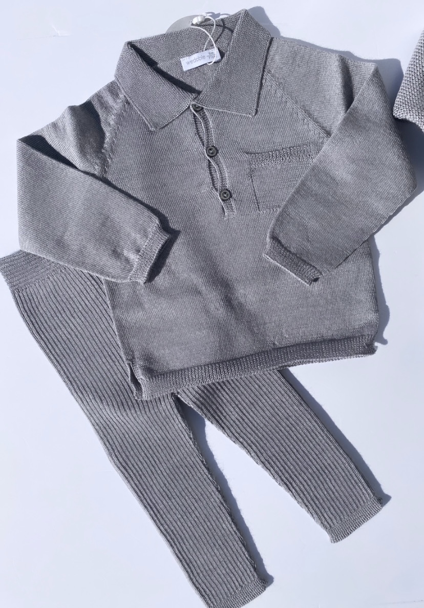 Wedoble Grey Polo Set - Fine Knit