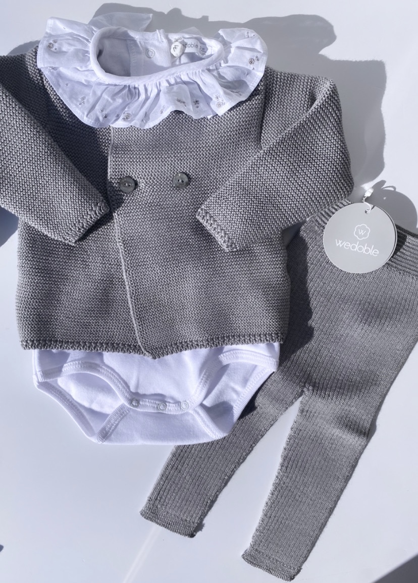 Wedoble Grey 3 Piece Set - Blouse/Trouser & Cardigan
