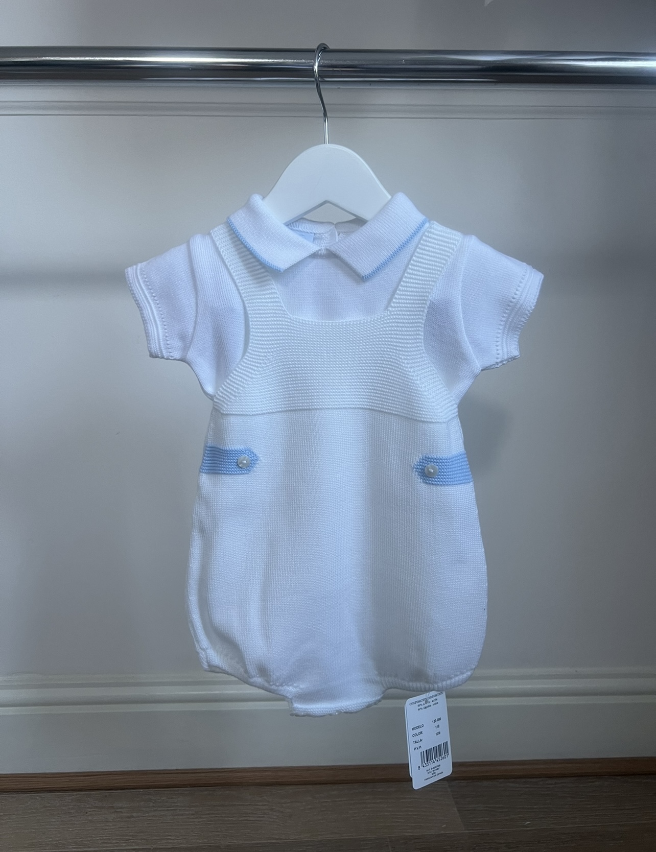 Granlei Little Cubs Exclusive White Top & Romper with A Splash of Blue