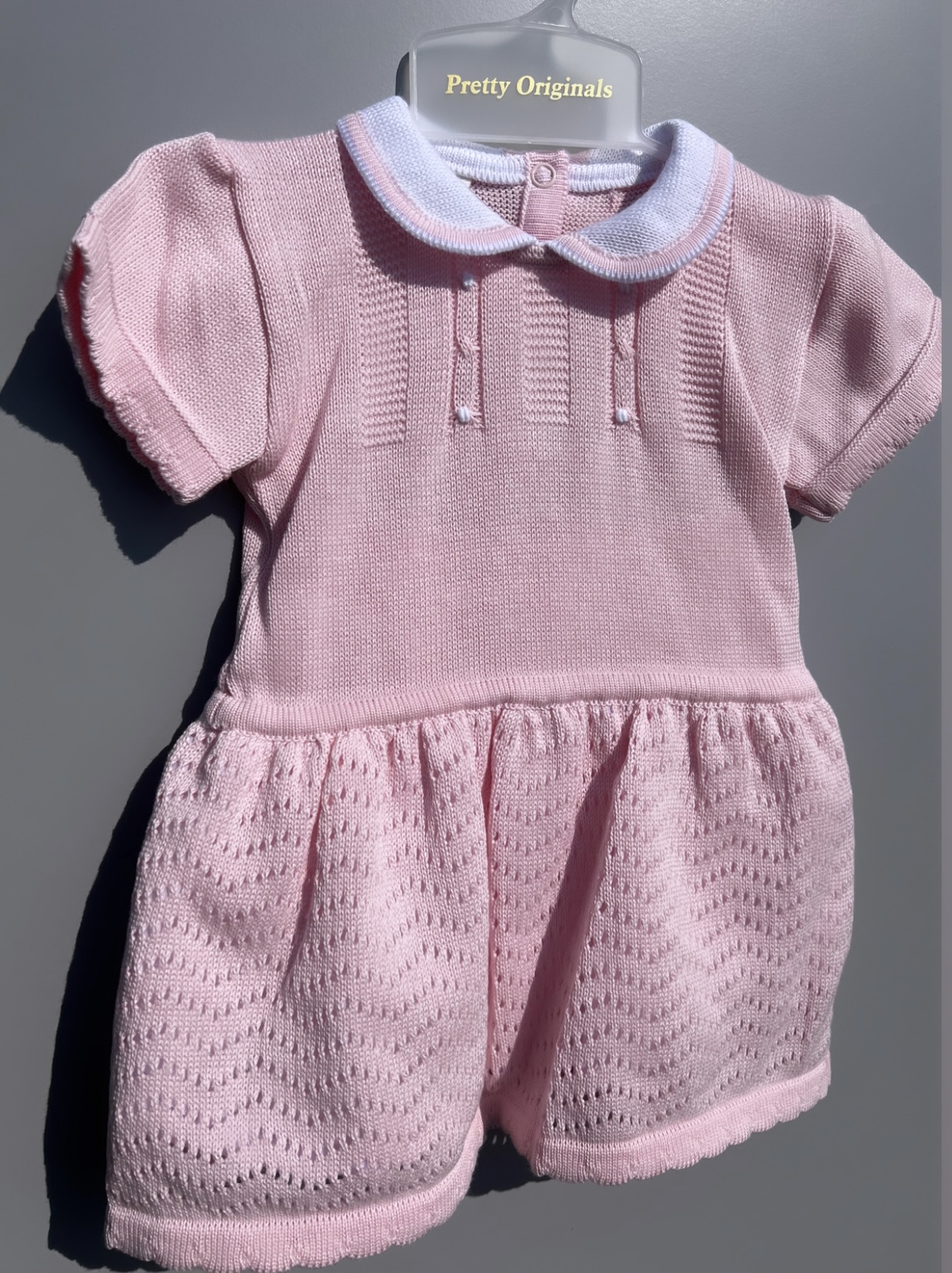 Pretty Originals Knit Dress Pink With White Collar